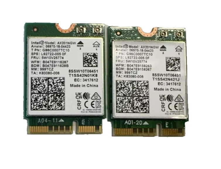 2 PACK  INTEL AX201NGW DUAL BAND Wi-Fi 5.0 AND 2.4GHZ + BLUETOOTH NETWORK CARD