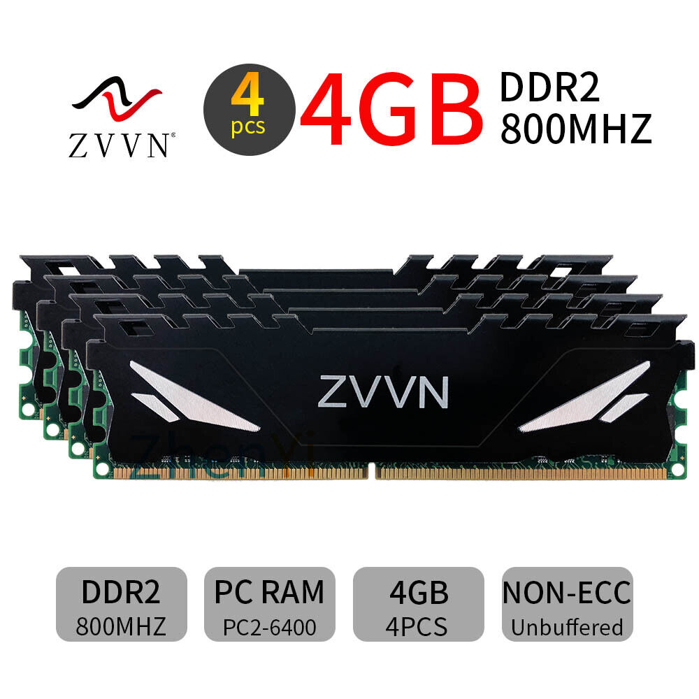 16GB 4x 4GB DDR2 800MHz PC2-6400U 240Pin intel DIMM Desktop PC Memory SDRAM ZVVN