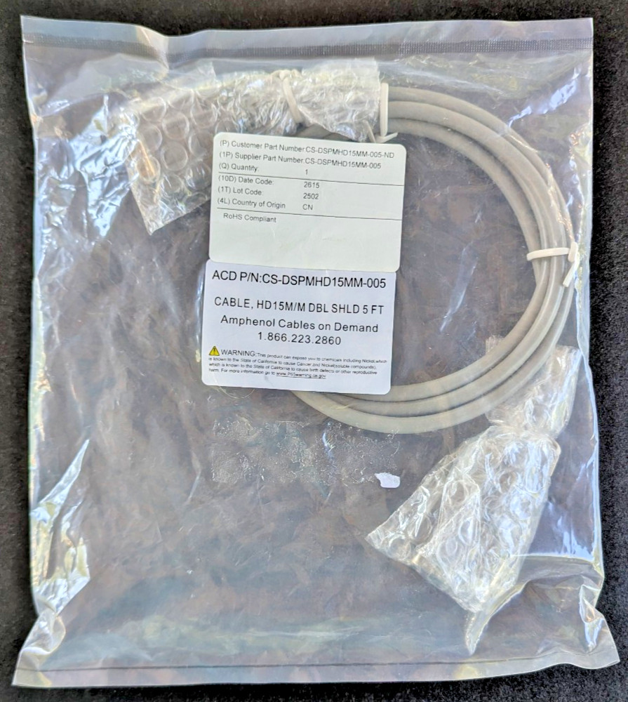 CS-DSPMHD15MM-005  Amphenol Cables on Demand Cable  15-Pin HD15 Male to Male 5ft