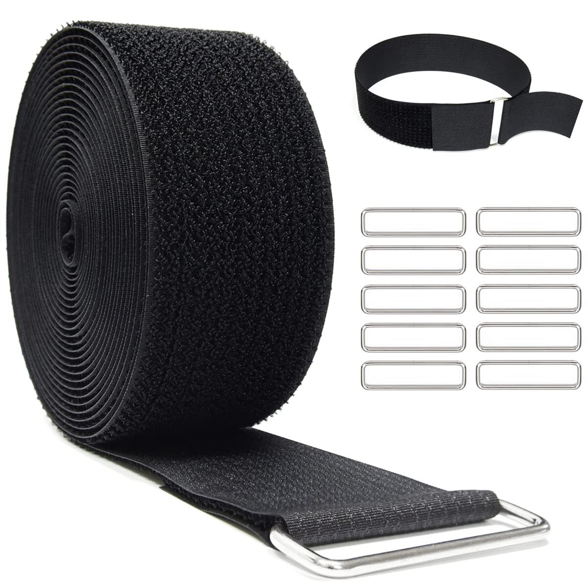 2" x32ft Reusable Cinch Strap with 20 Metal Buckles, Cut-to-Length Fastening ...
