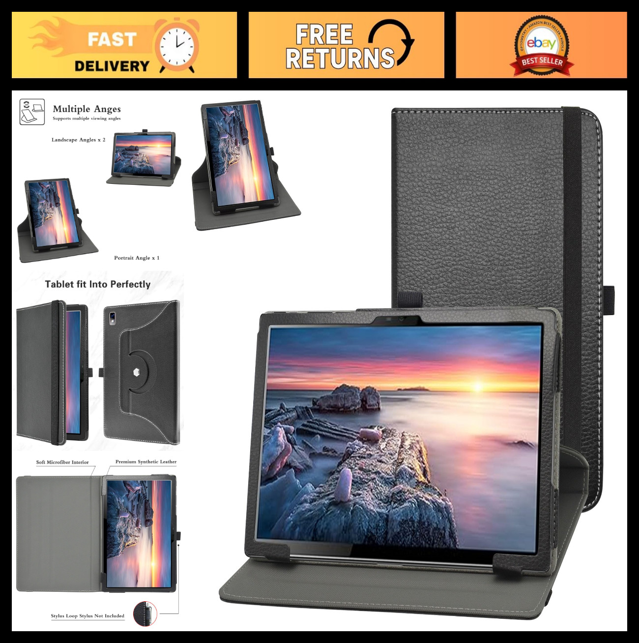 360° Rotating Case for 10.1" Tablets - Cute Pattern Cover, Stand & Protection