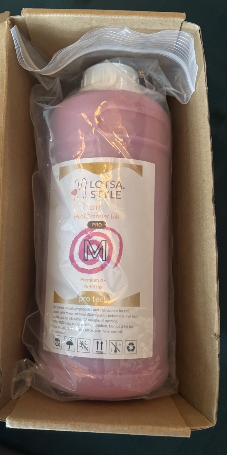 Lotsa Style Magenta Premium A+ DTF Pro Tech Heat Transfer Refill Ink 1000ml