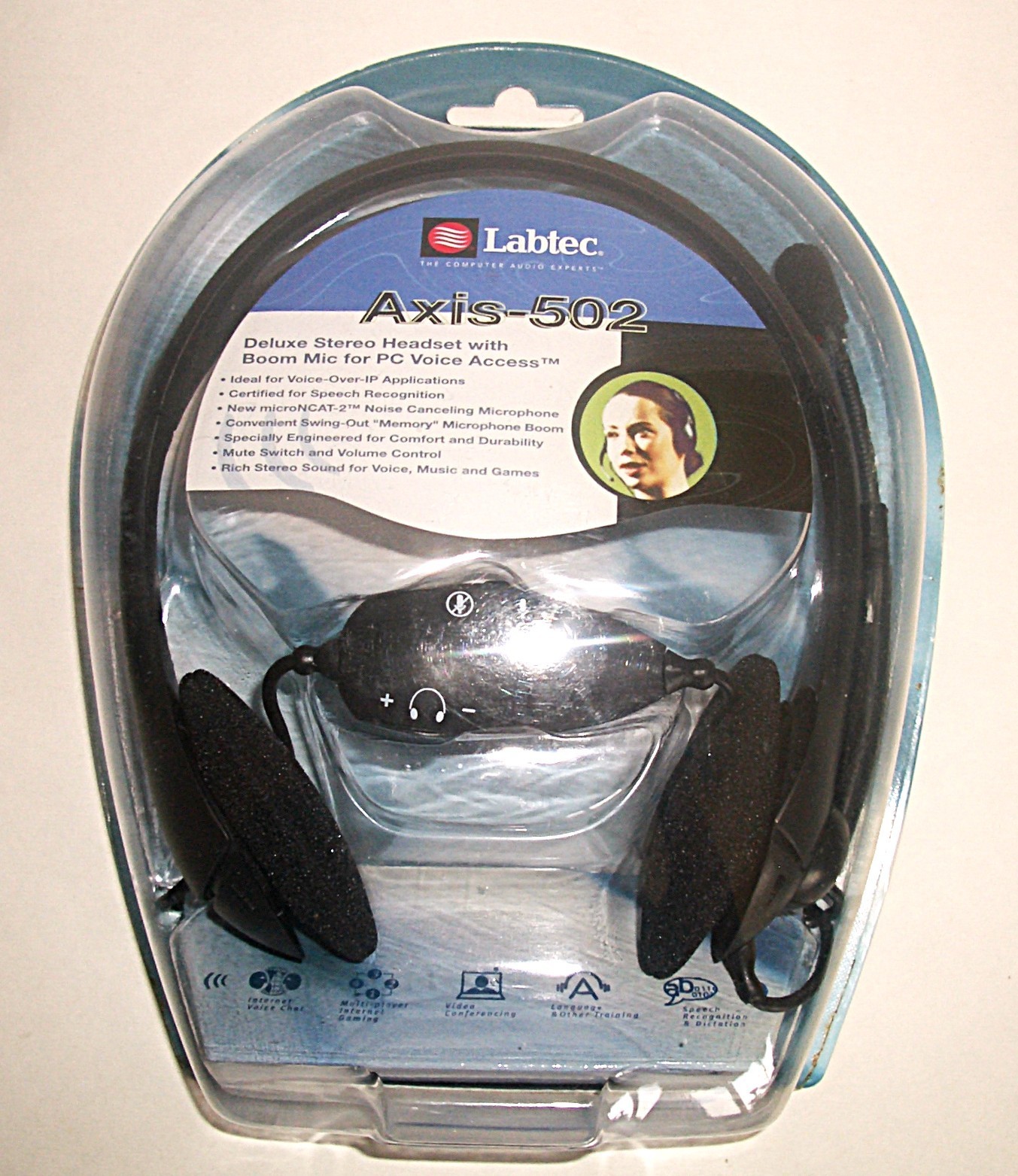 Labtec - Axis-502 Headset with Boom Microphone Brand New Factory Sealed Package