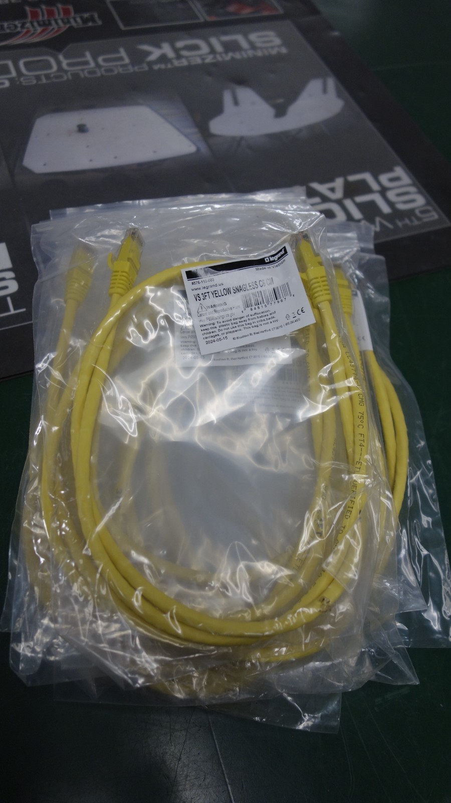 Nine Legrand Q Series Patch Cords VS 3FT Yellow Snagless C6 CM 576-115-003