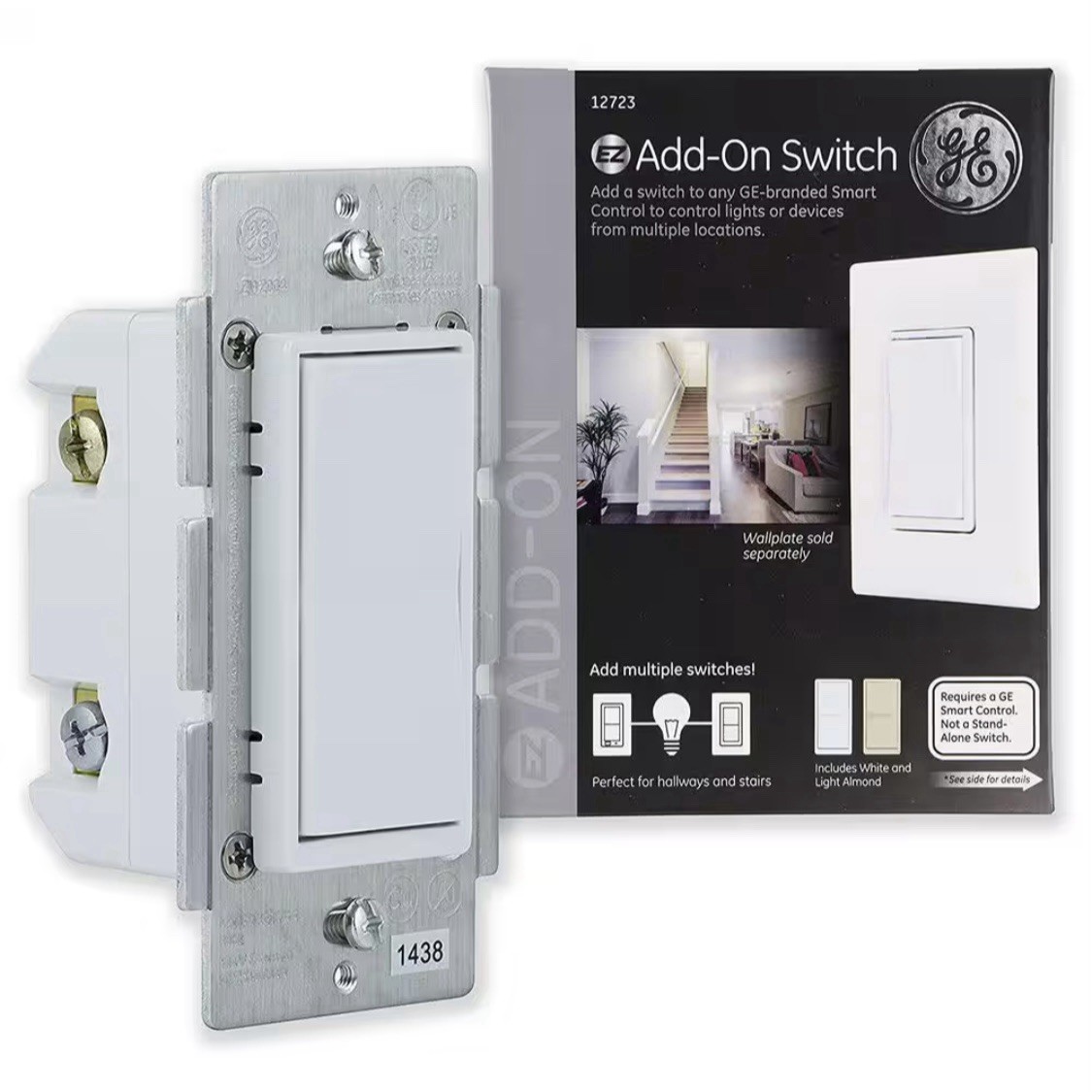 GE In-Wall ADD-ON Switch ZW2004 For GE Smart Control  Zigbee, Z-Wave New Sealed