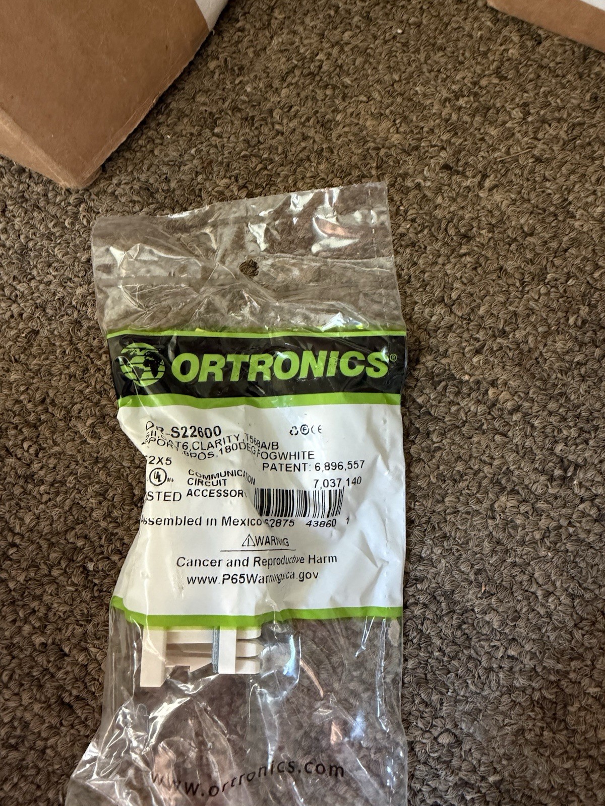 ORTRONICS OR-S22600 SII, CAT6, CLARITY, T568 A/B -2Port,8POS,Fogwhite(1-BXof20)