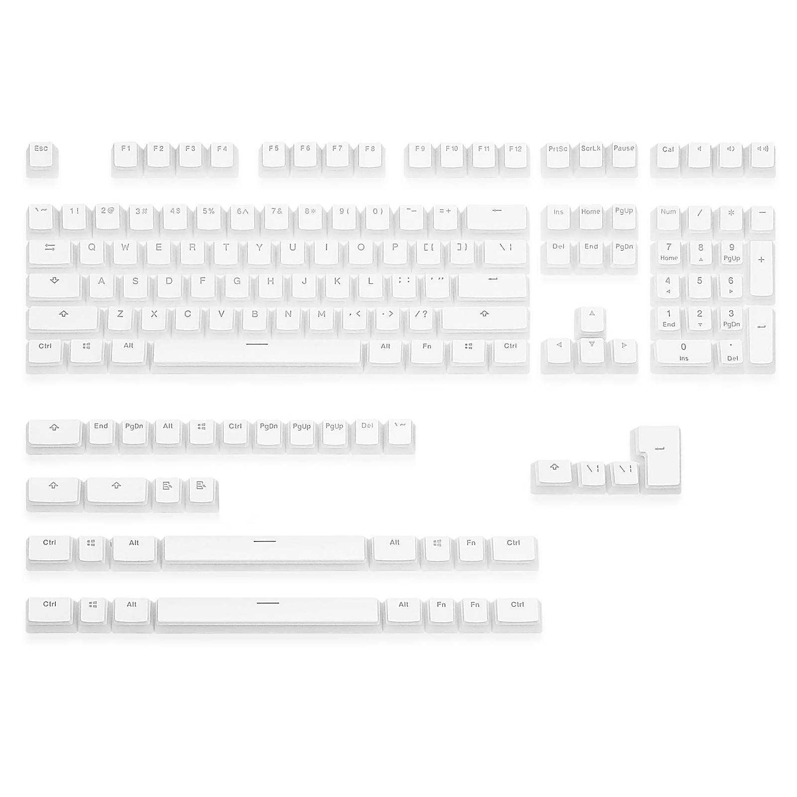 White Pudding Keycaps Backlit PBT Doubleshot Cherry MX Keyset OEM White