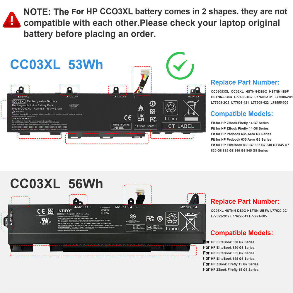 ✅53wh/56Wh-CC03XL Battery For HP EliteBook 830 835 840 845 G7/G8 Series