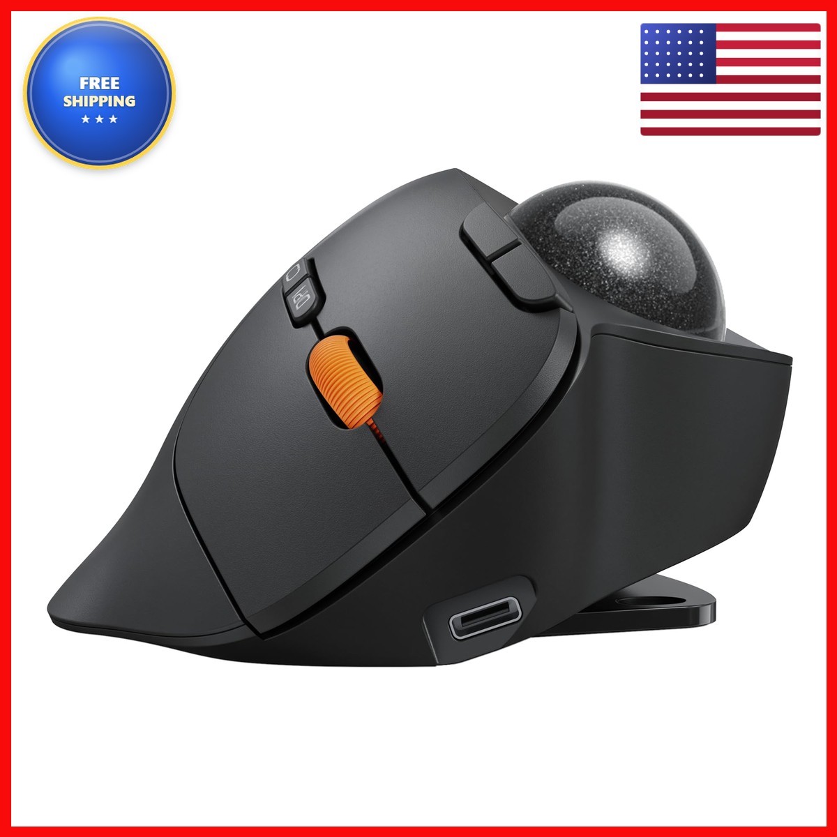 ProtoArc EM02 Wireless Trackball Mouse 0/15° Adjustable Angle Gray