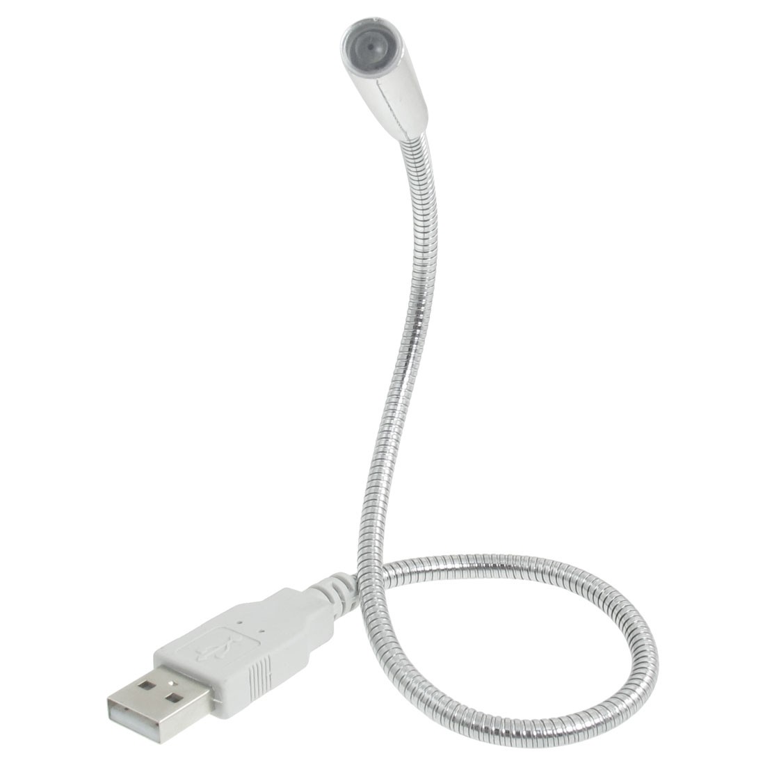 Silver Tone Flexible Gooseneck White LED Light USB Lamp Tqmzt