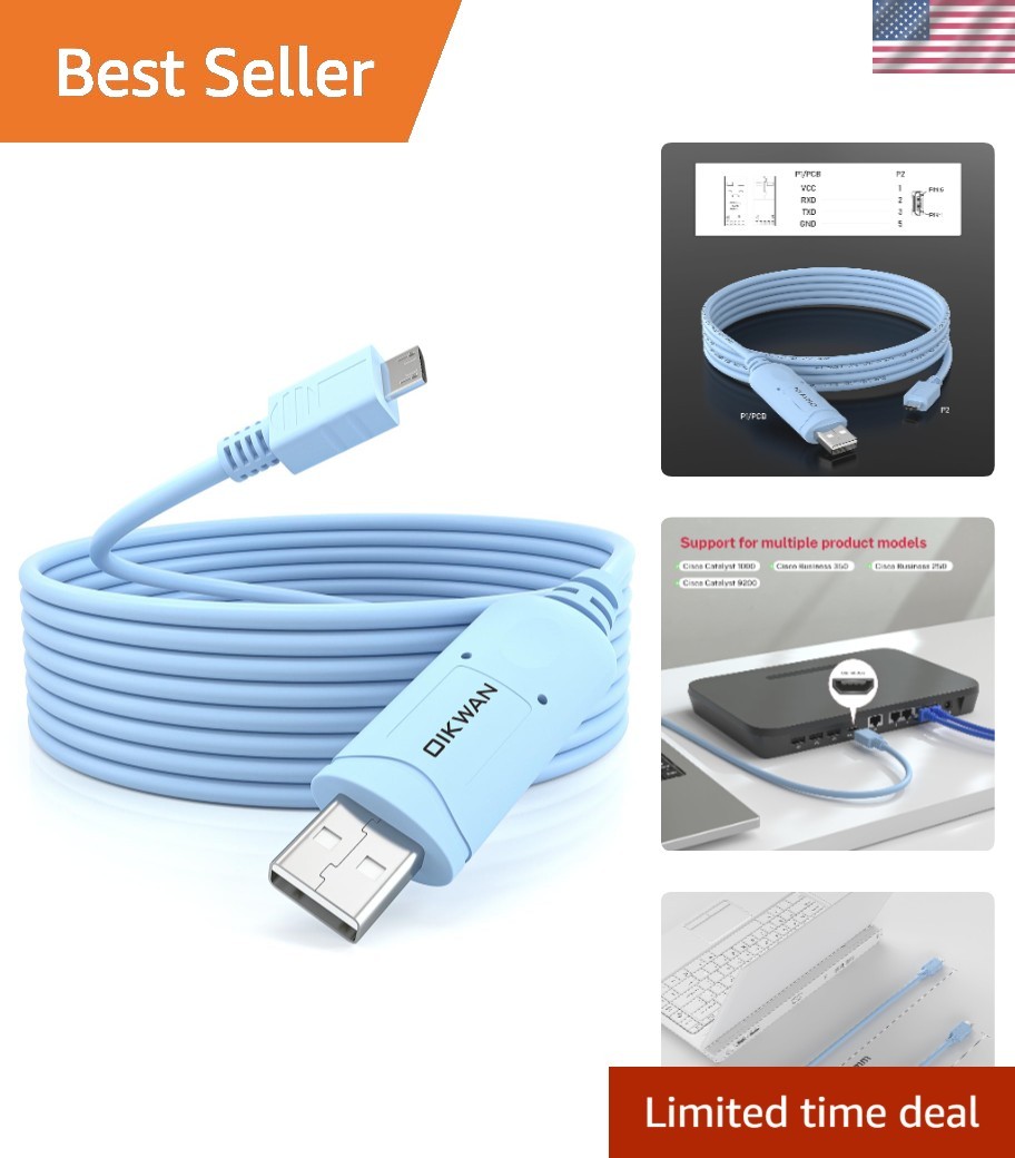USB to Micro USB Console Cable with FTDI Chipset, RS232 Serial Port Adapter f...