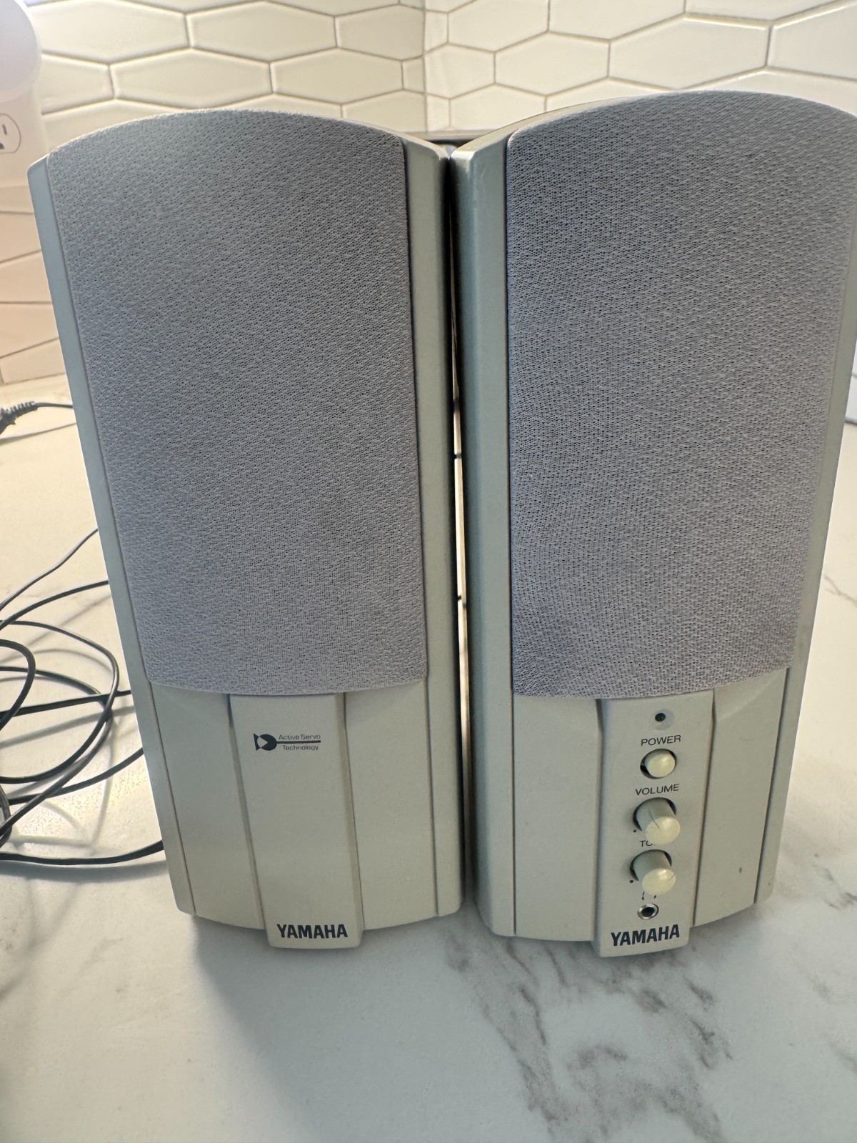 Yamaha YST-M7 Powered Multimedia Speakers Pair w/ Power Supply Tested Working