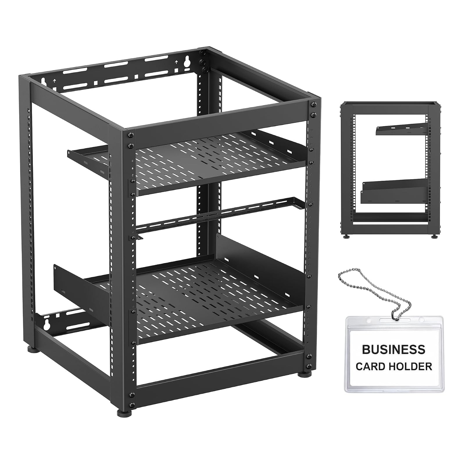 15U Open Frame AV Rack with Shelves