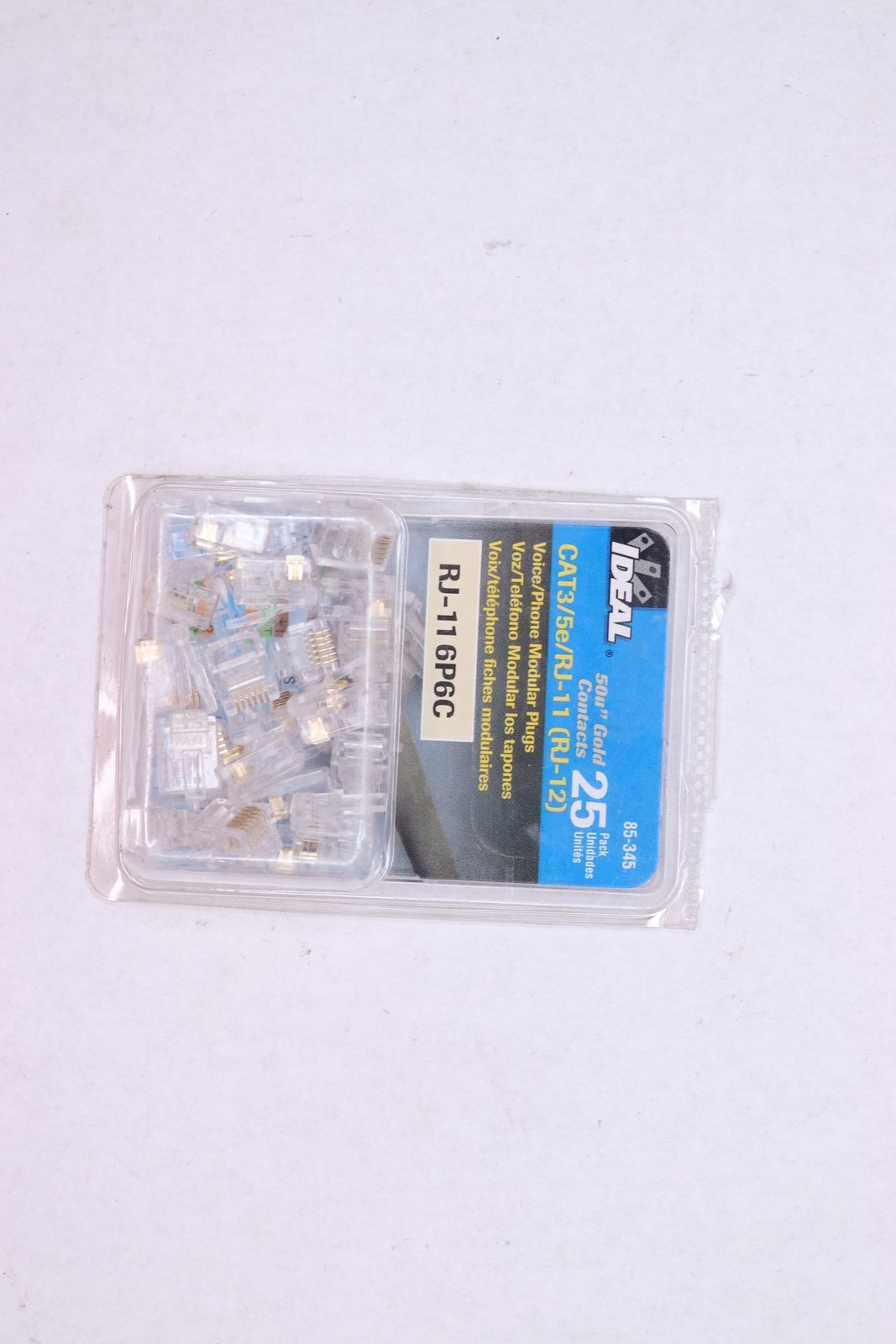 (25-Pk) Ideal Traditional Phone Wire Modular Plugs For CAT3/5e 85-345