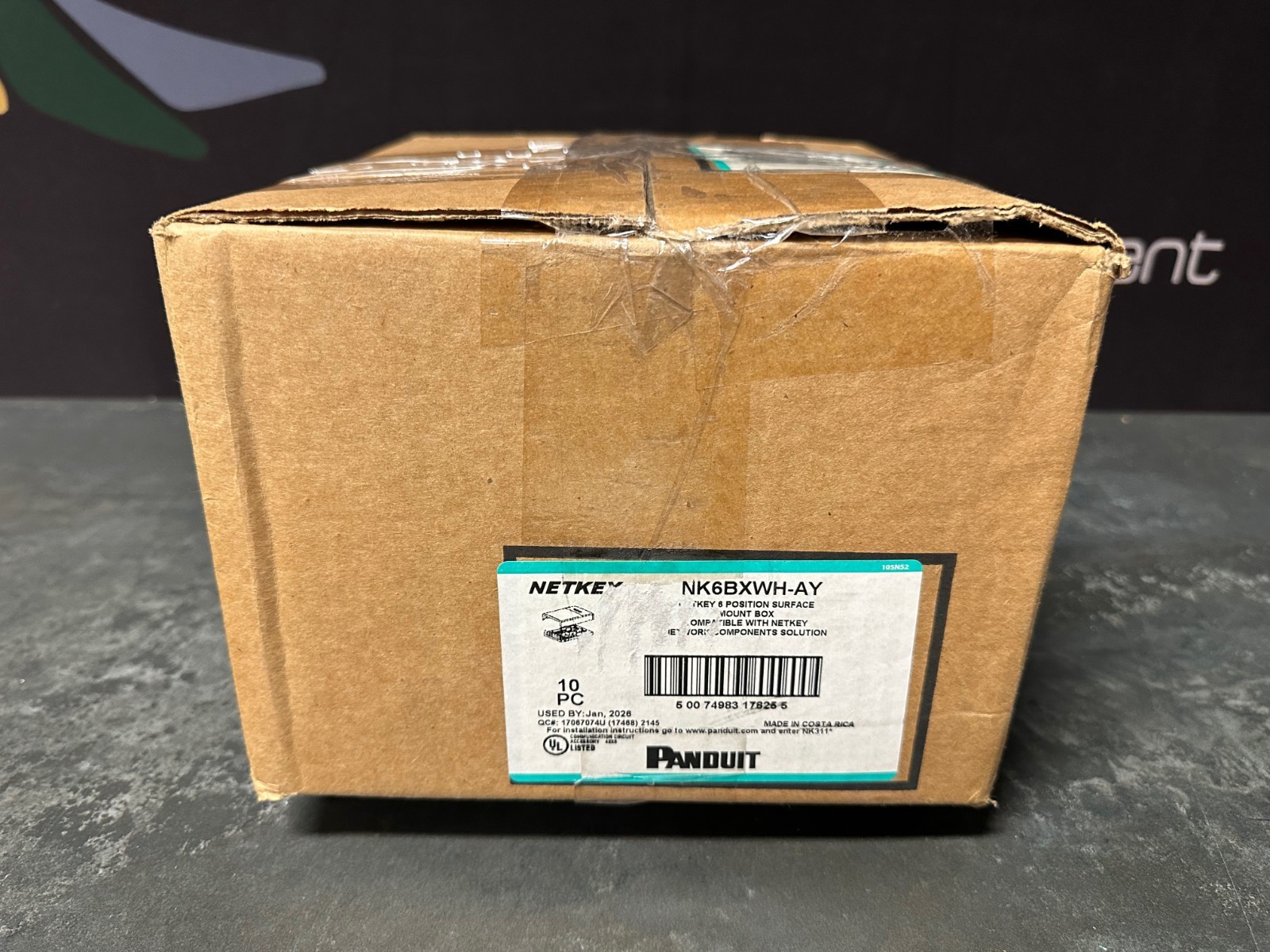 Panduit NetKey NK6BXWH-AY 6-Port Surface Mount Box Off White 10PK Open Box