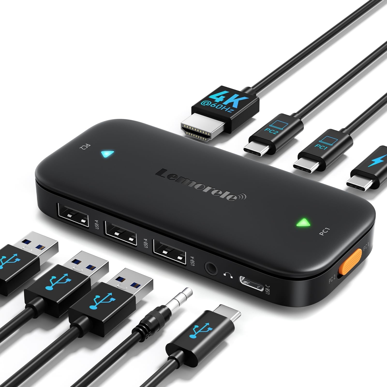Lemorele USB-C KVM Switch For 2 USB-C DP Alt Mode Devices