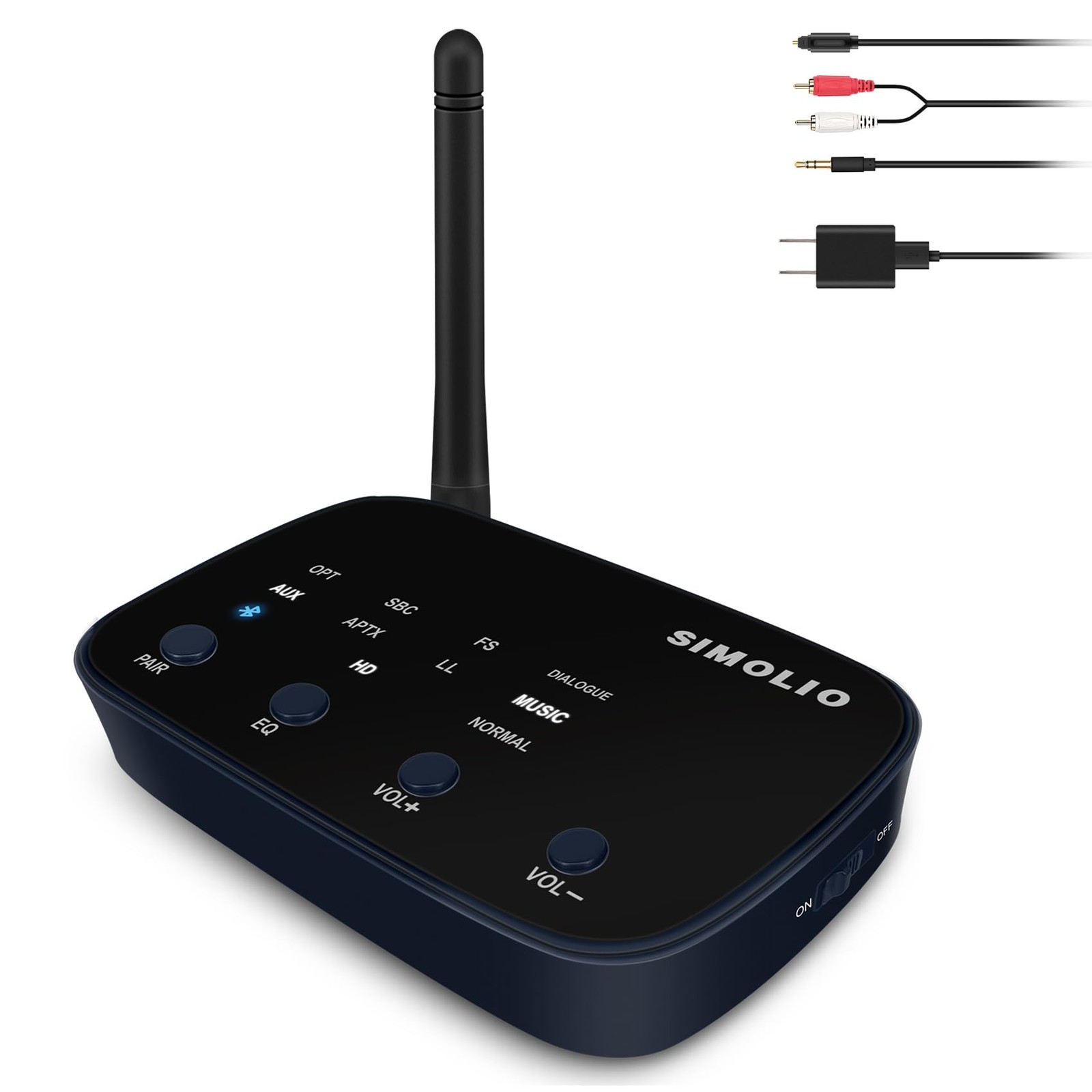 Long Range HD Bluetooth Receiver for Home Stereo w/EQ & VOL Control, aptX Low...