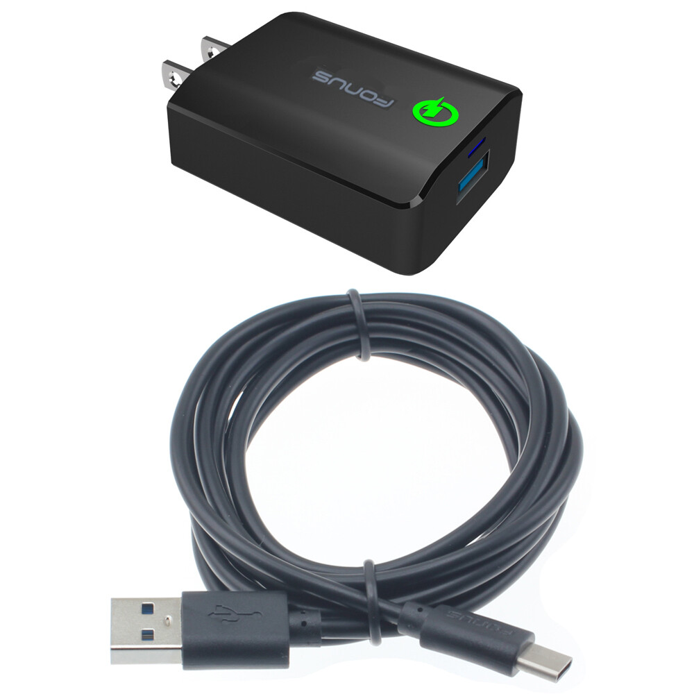 HOME CHARGER 18W FAST 6FT USB CABLE TYPE-C TURBO CHARGE for PHONES & TABLETS
