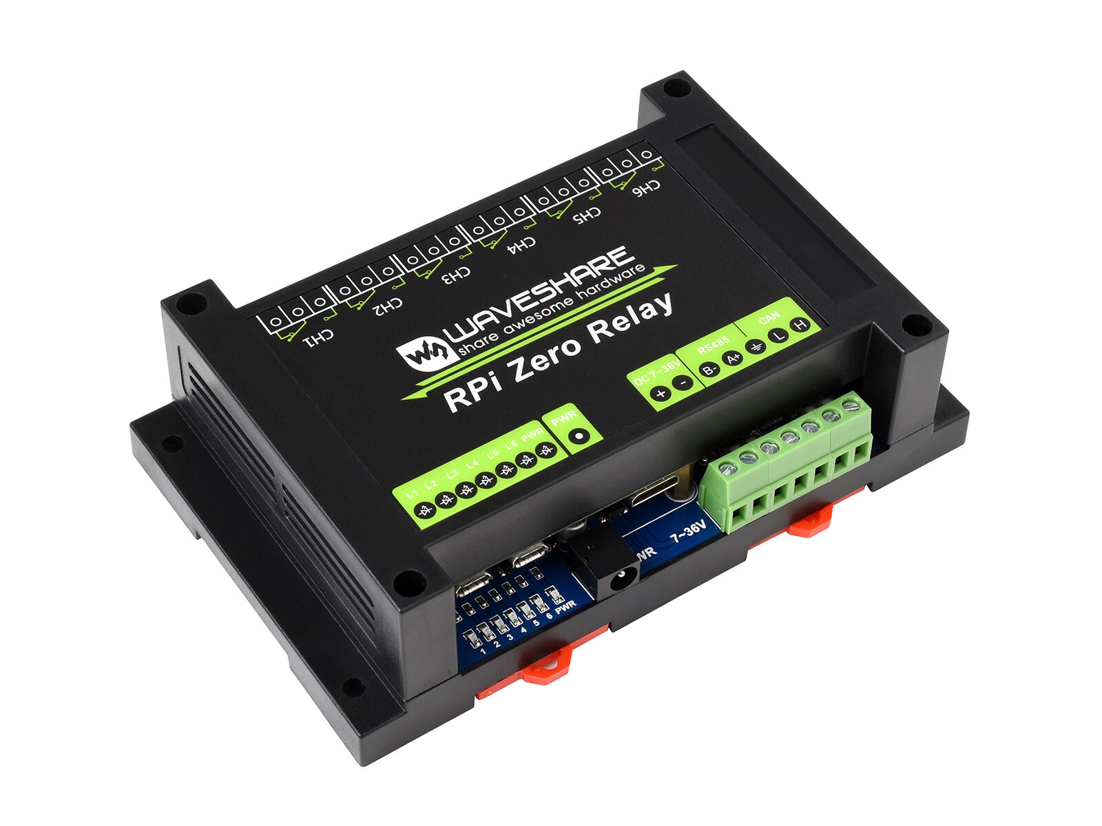 Waveshare Industrial 6-ch Relay Module for Raspberry Pi Zero RS485/CAN