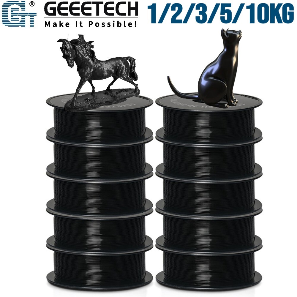 GEEETECH 1/2/3/5/10KG PLA Black 3D Printer Filament 1.75mm 1KG/Roll Bulk Lot US