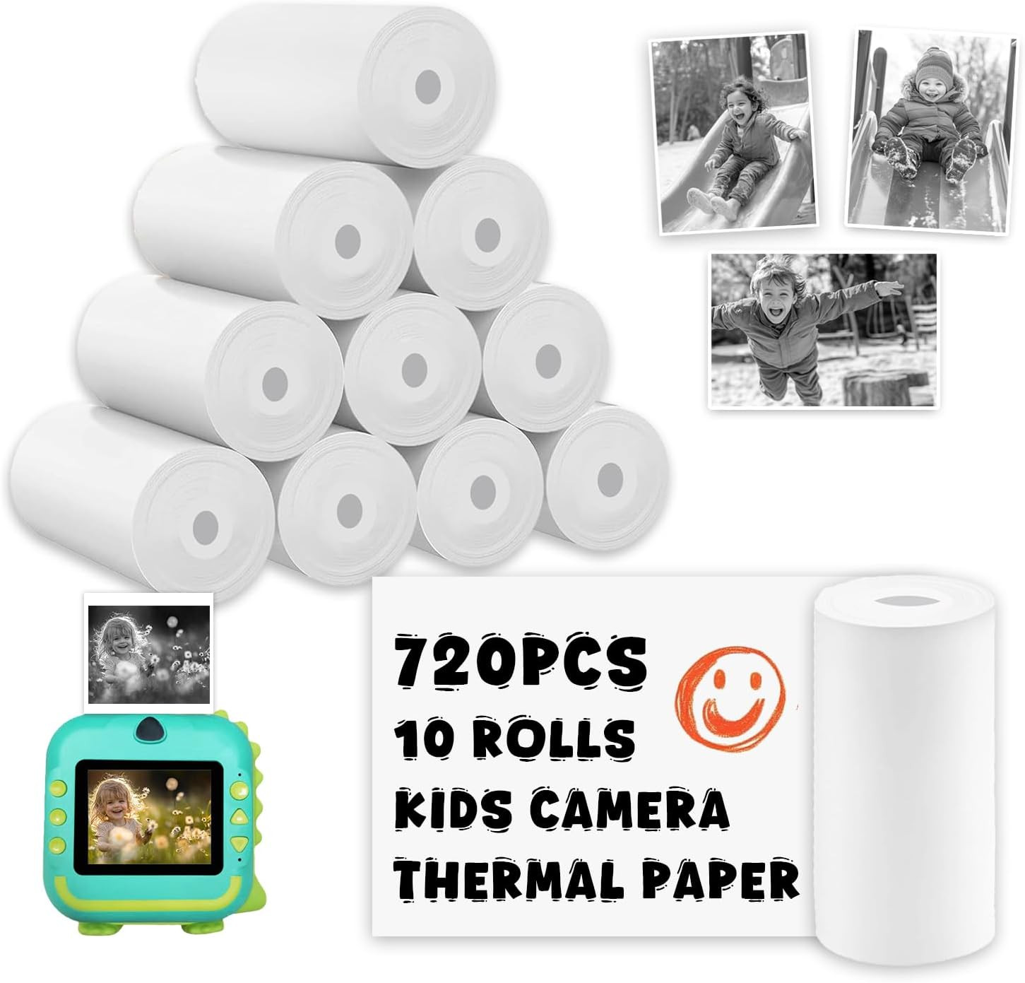 940Pcs Kids Camera Paper Roll Refill for Kid Instant Print Camera Bpa-Free