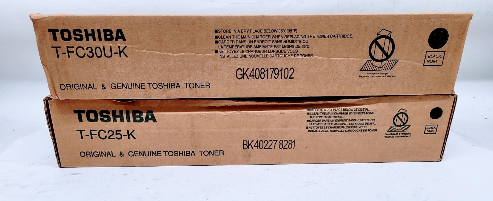 Lot of 2 Toshiba Toner Cartridge T-FC30U-K & Toshiba T-FC25-k Black