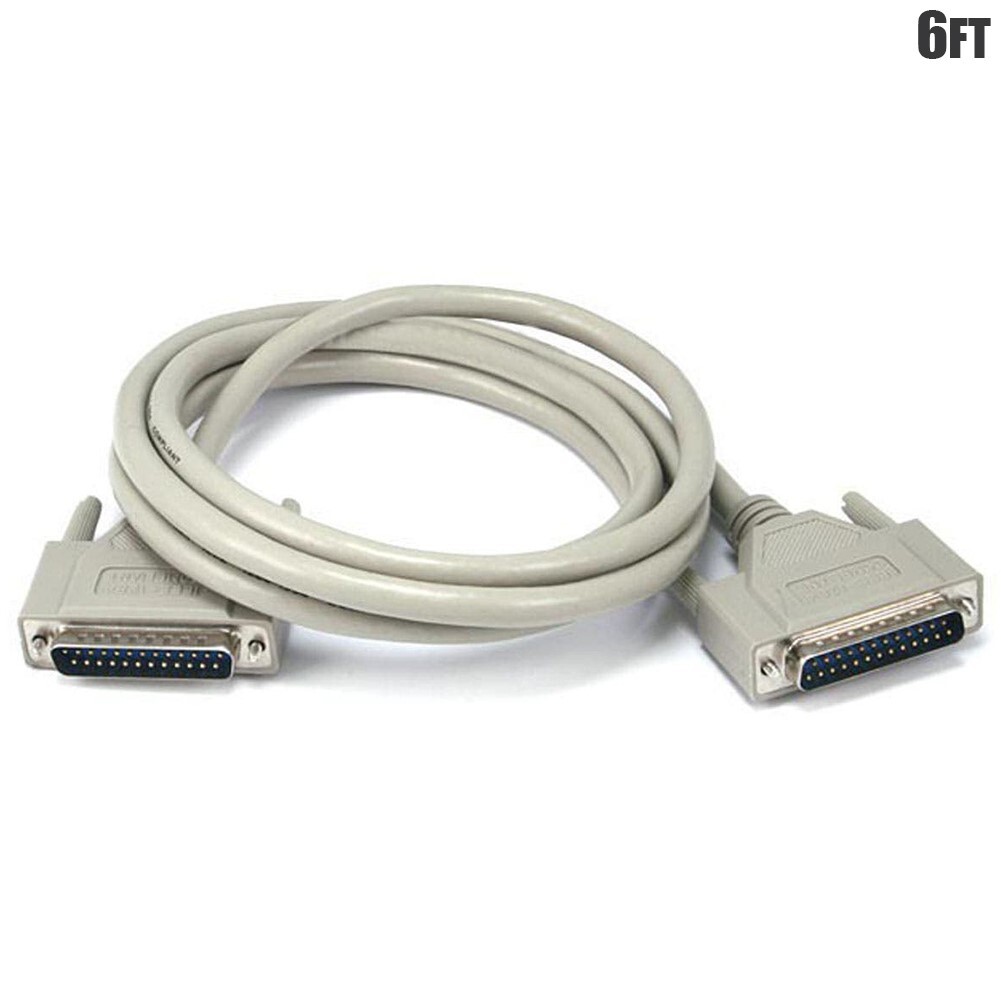 6FT DB25 25 Pin Male to Male IEEE 1284 Parallel Printer Cable Cord Molded