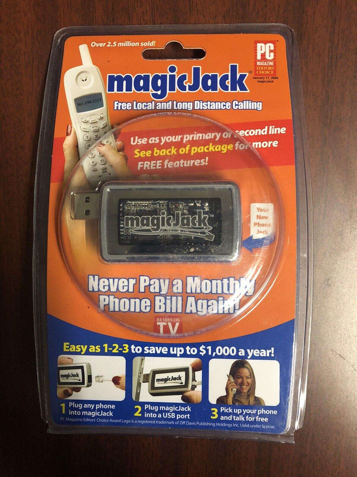 Magic Jack USB Phone Line Free Local and Long Distance Calling NEW SEALED