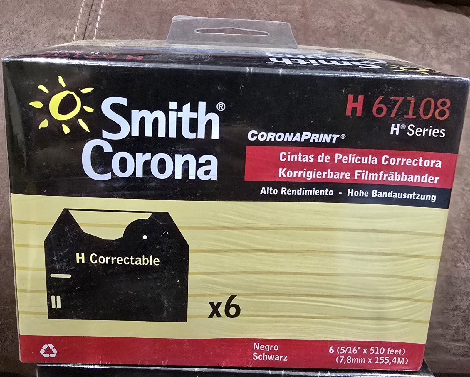 Sealed Smith Corona High Yield Correctable Film Ribbons H Series H67108 Box of 6