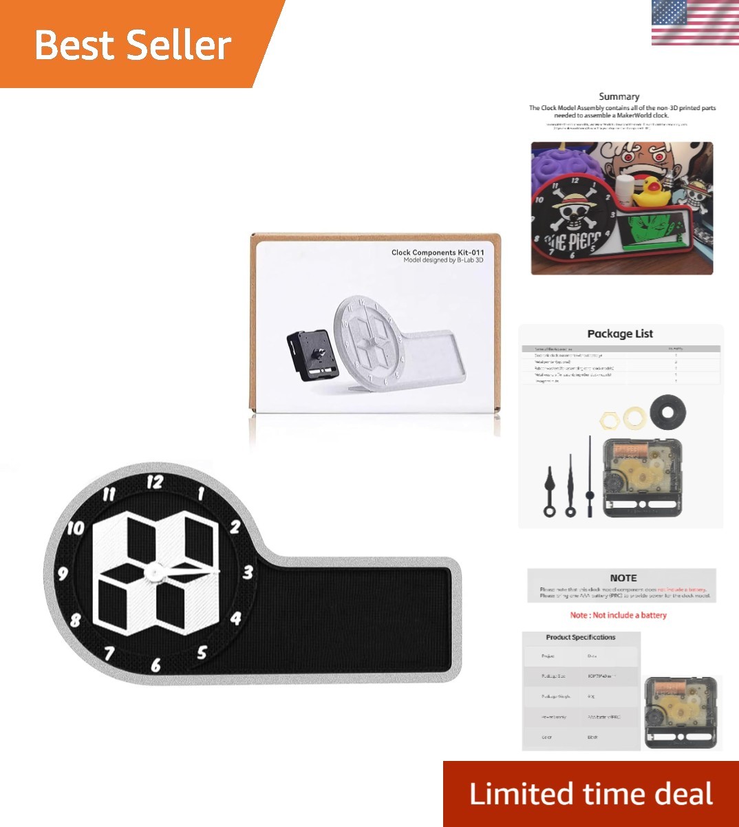 Makerworld MH011 3D Printer Clock Creative Model Components for Bambu Lab A1/...