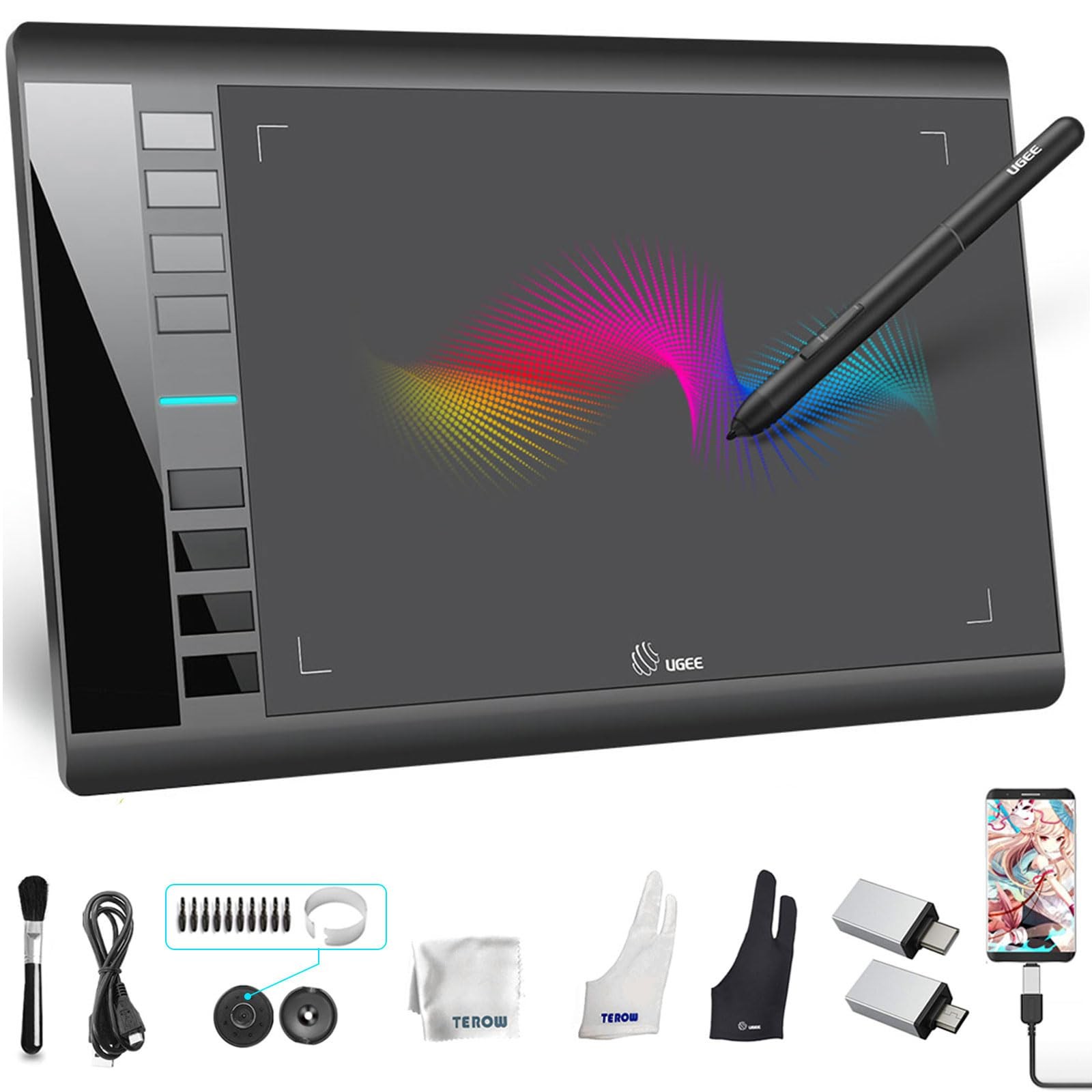 Drawing Tablet Graphics, M708 V2 Upgrade PC&Computer&Android Device,10x6 Inch