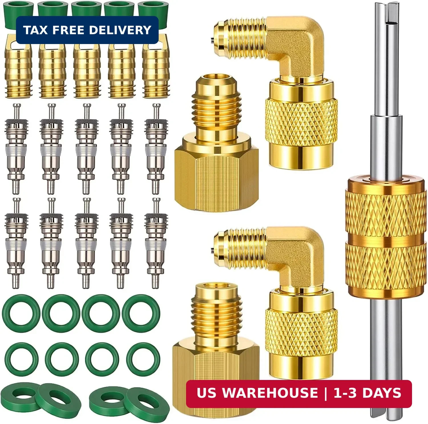 35 Pcs R410A Adapter Kit, 90° Straight Adapters Mini Split Refrigerant Adapter 5