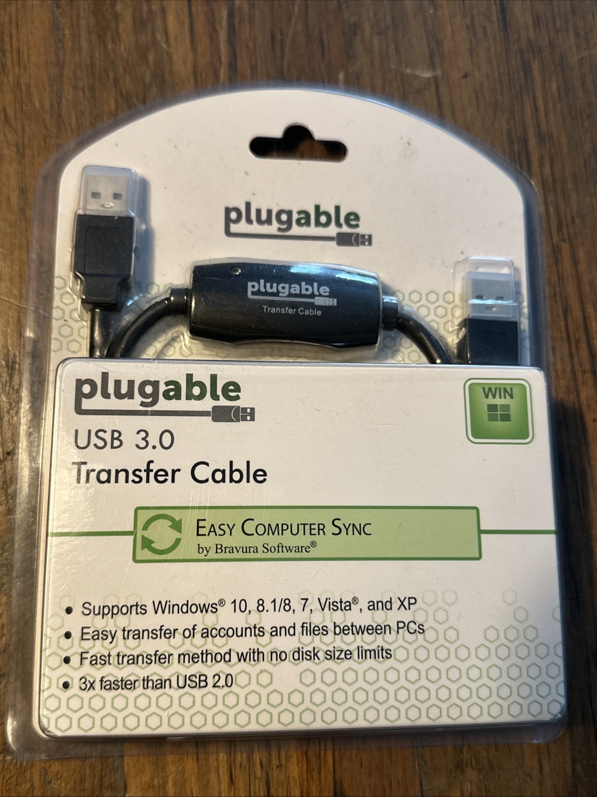 Plugable USB3-TRAN USB 3.0 Transfer Cable Easy Computer Sync Windows New