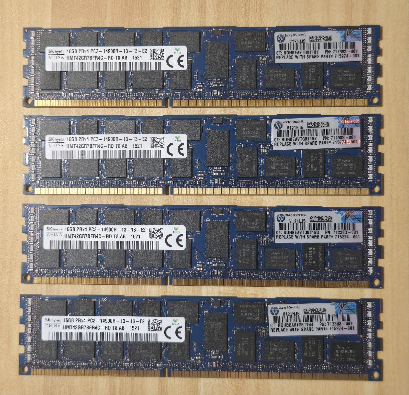 64GB (4x 16GB) SK Hynix PC3-14900R DDR3 1866 ECC Reg Server RAM HMT42GR7BFR4C-RD