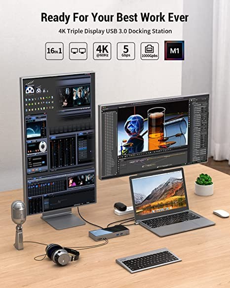 USB 3.0 Docking Station, IVIIN Universal USB Docking Station Dual Monitor 4K -