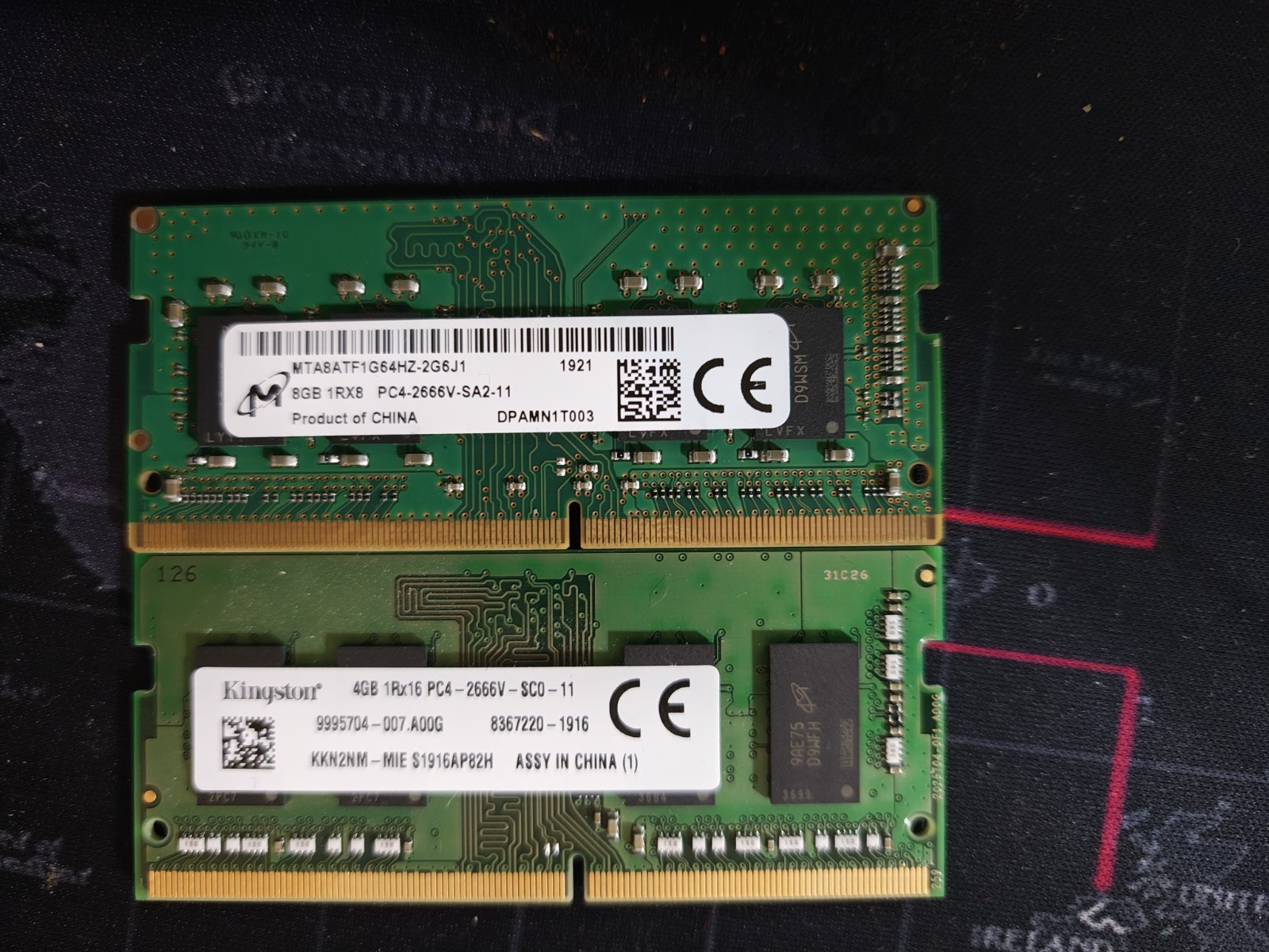 Micron 8GB 1Rx8 and Kingston 4GB 1Rx16  - 12GB Total