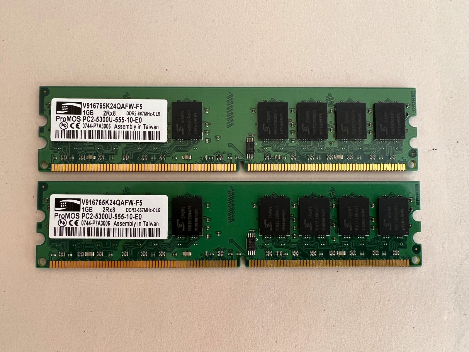 PROMOS 2GB 2 X 1GB (PC2-5300U-555-10-E0) - (DDR2-667MHZ-CL5) FOR DESKTOP