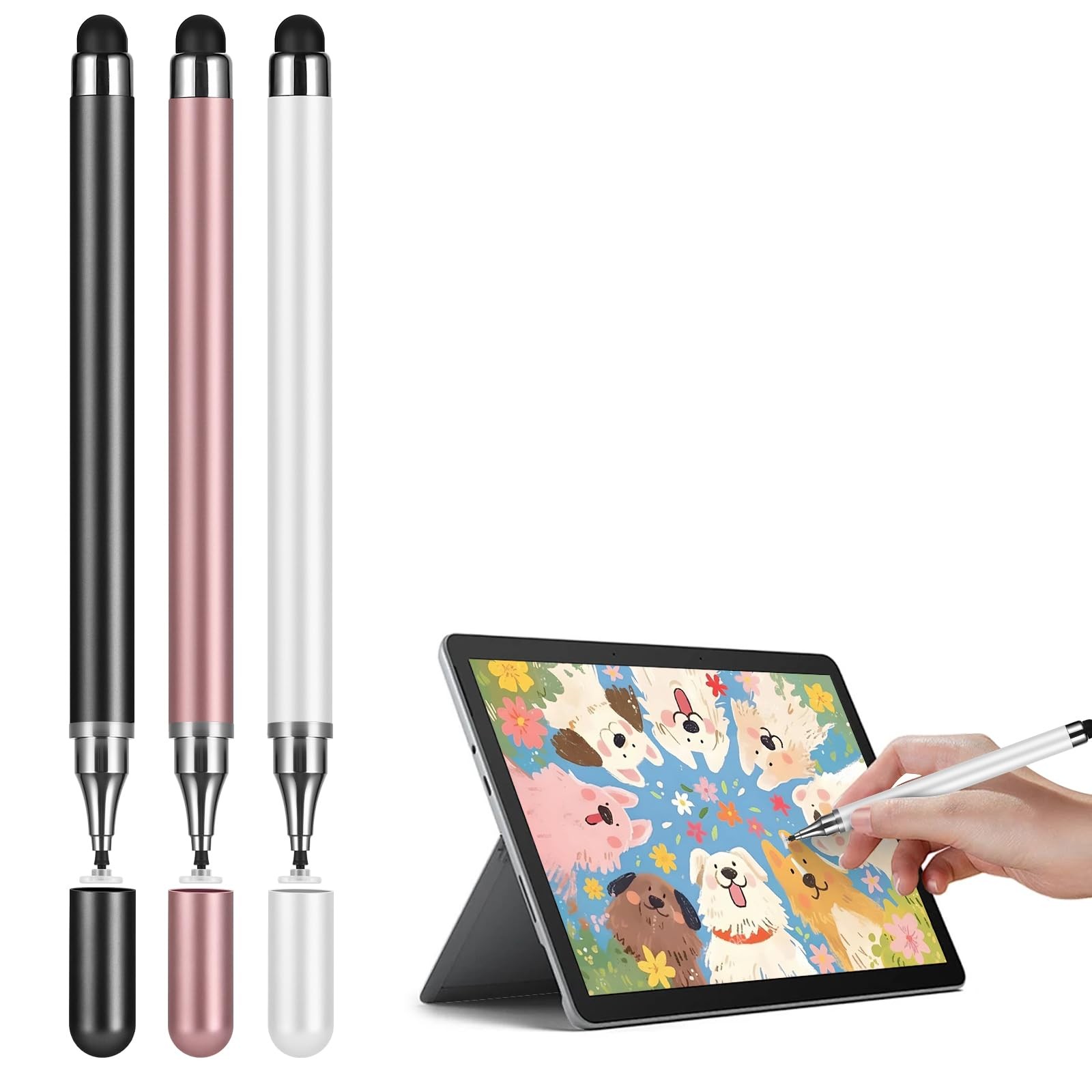 3-Pack Universal Stylus Pen for Touch Screens - Fine Tip Capacitive Stylus Co...