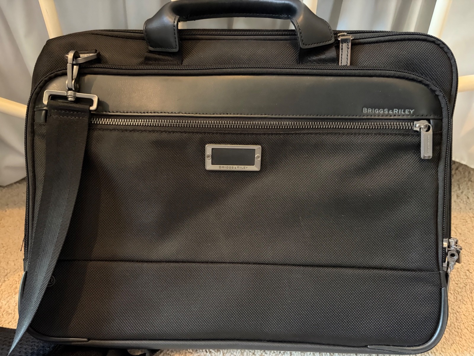 Briggs & Riley @work Slim Briefcase Black Ballistic Nylon Laptop Bag