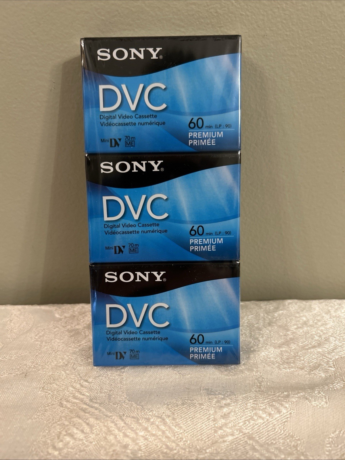 NOS Sony Mini DVC 60 Minutes LP:90 Premium 3PK Factory Sealed w/Hang Tag