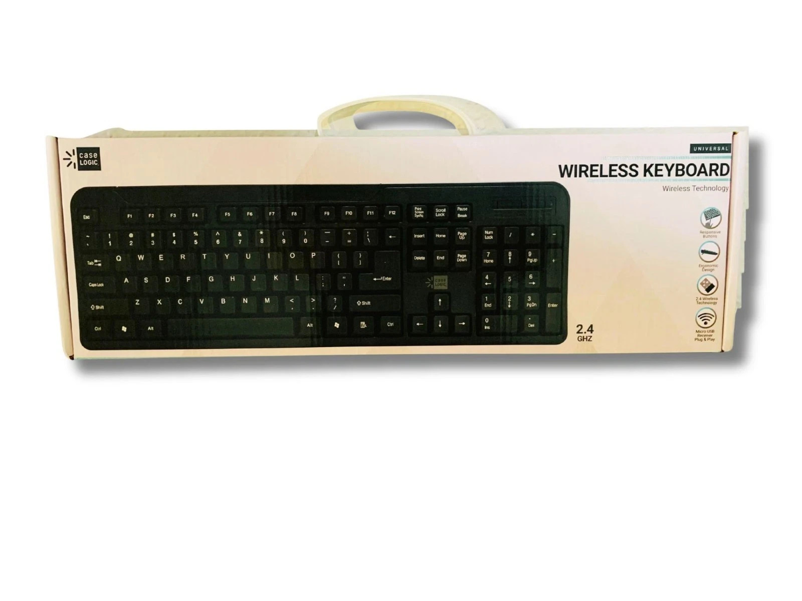 New Case Logic Wireless Keyboard 104 Keys 2.4GHz USB Full Size Windows 7-11