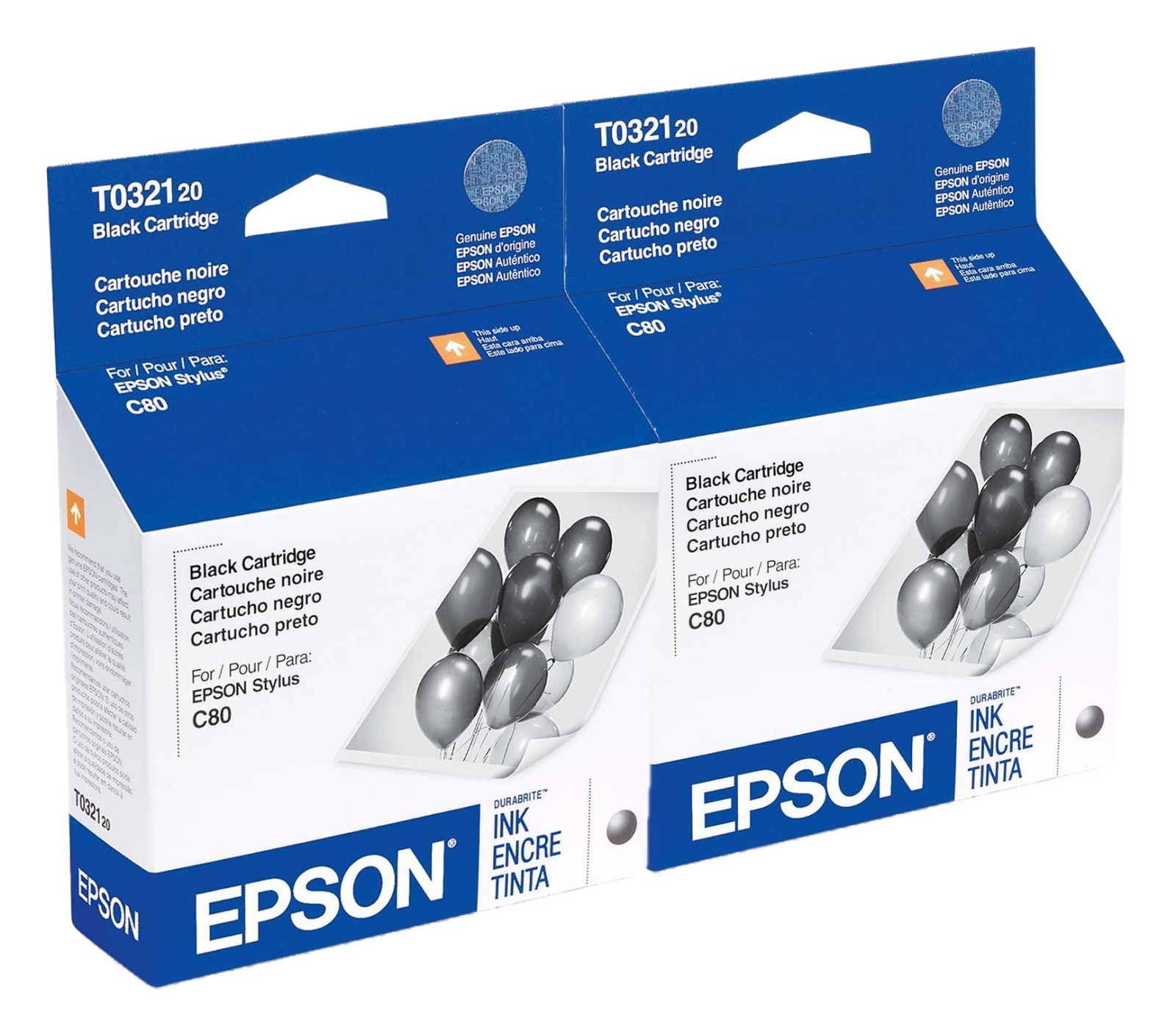 Epson 32 T0321 Ink Cartridge 2-Pack GENUINE NEW for Stylus C80 C82 CX5200 CX5400