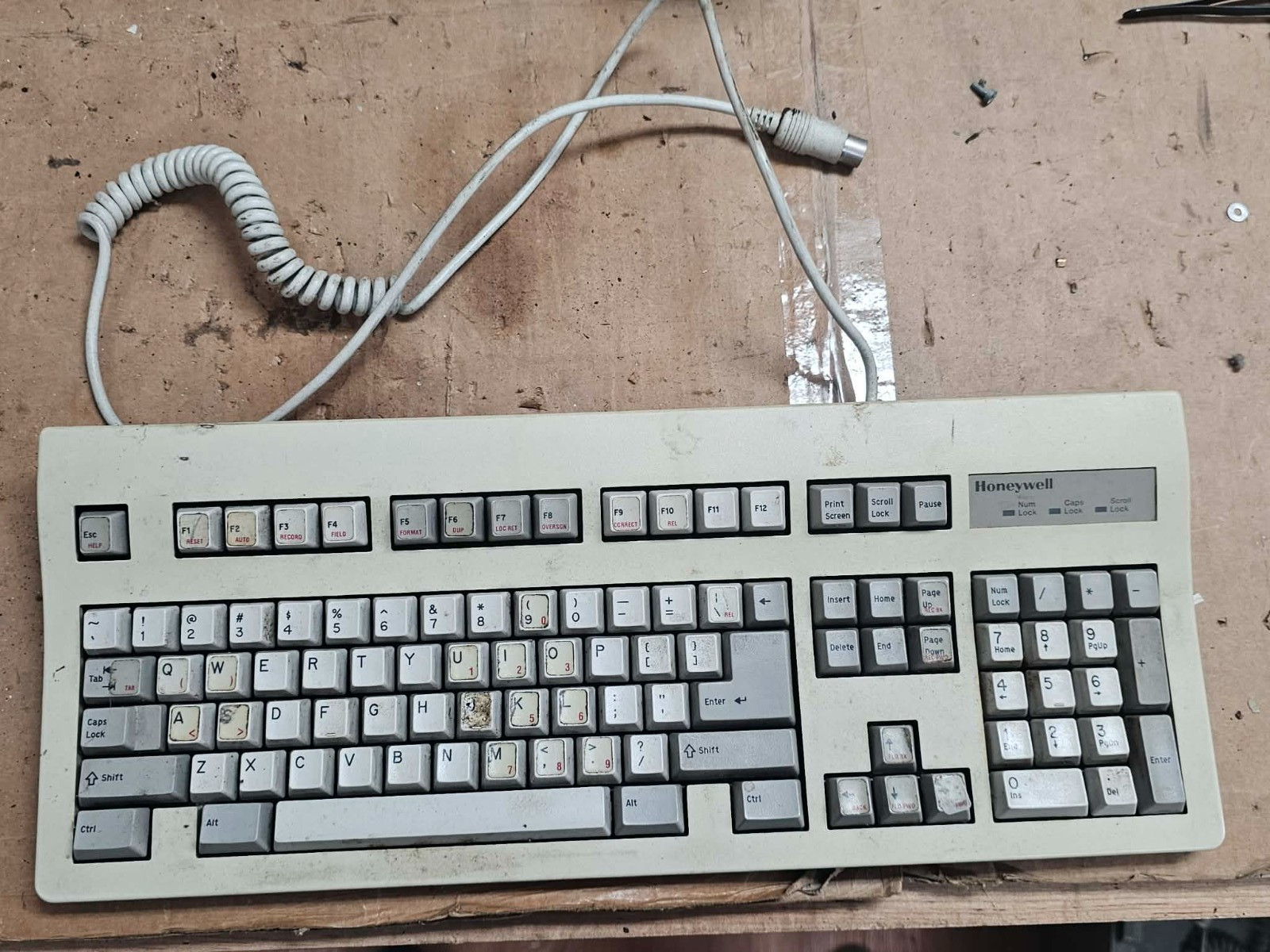 Vintage Honeywell 101WN63S-1E 5-Pin DIN Keyboard Custom Function Key Legends