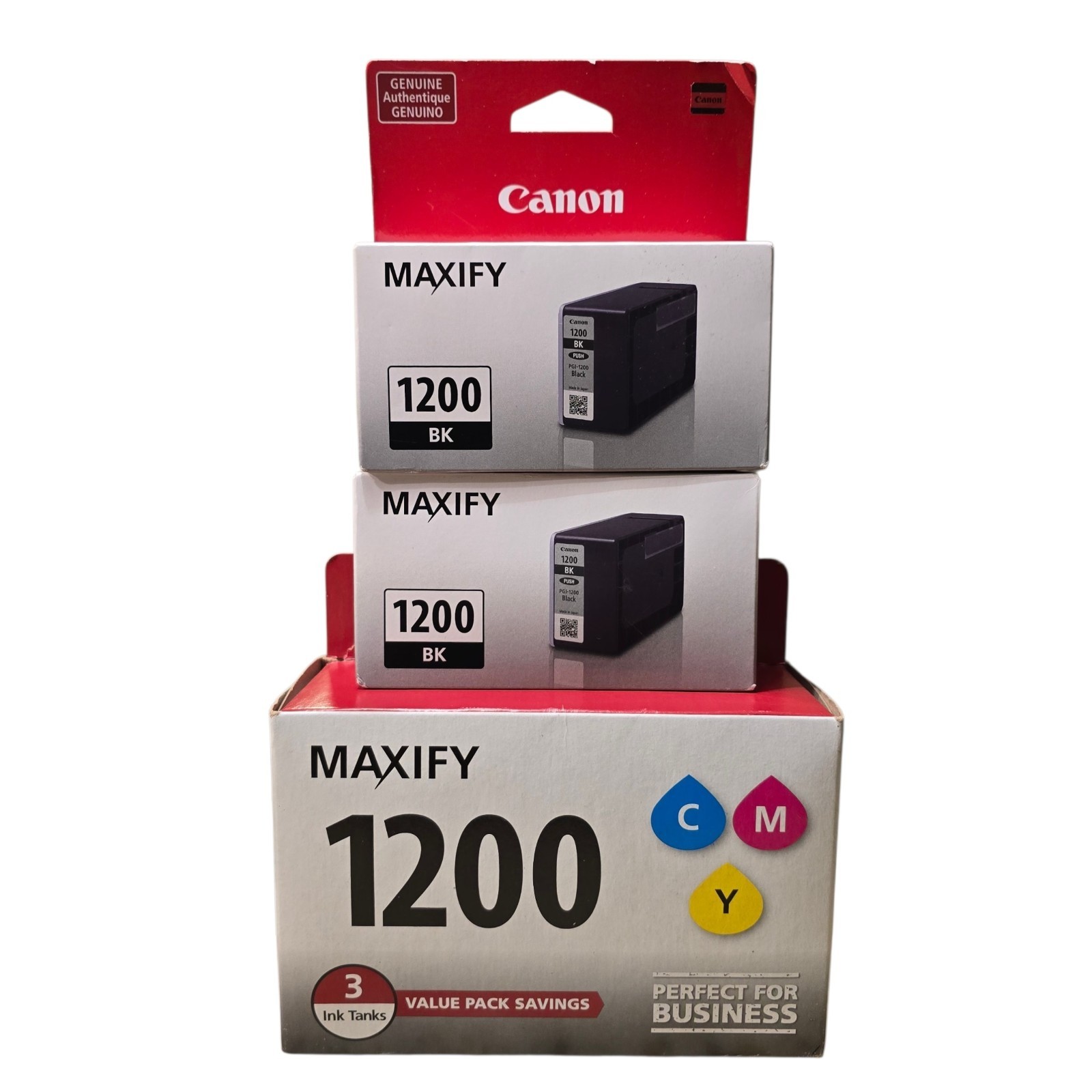 3Pk Canon Maxify PGI-1200 C/M/Y Color & 2 Black Ink Cartridges #1200 Sealed 