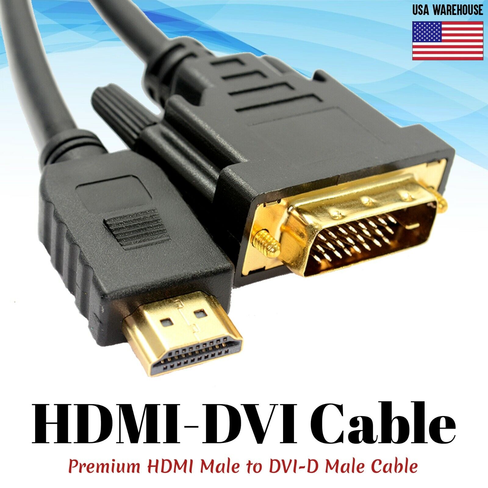 HDMI Male to DVI-D Male Cable 1.5ft 3ft 6ft 10ft 25ft Monitor HDMI-DVI DVI HDTV