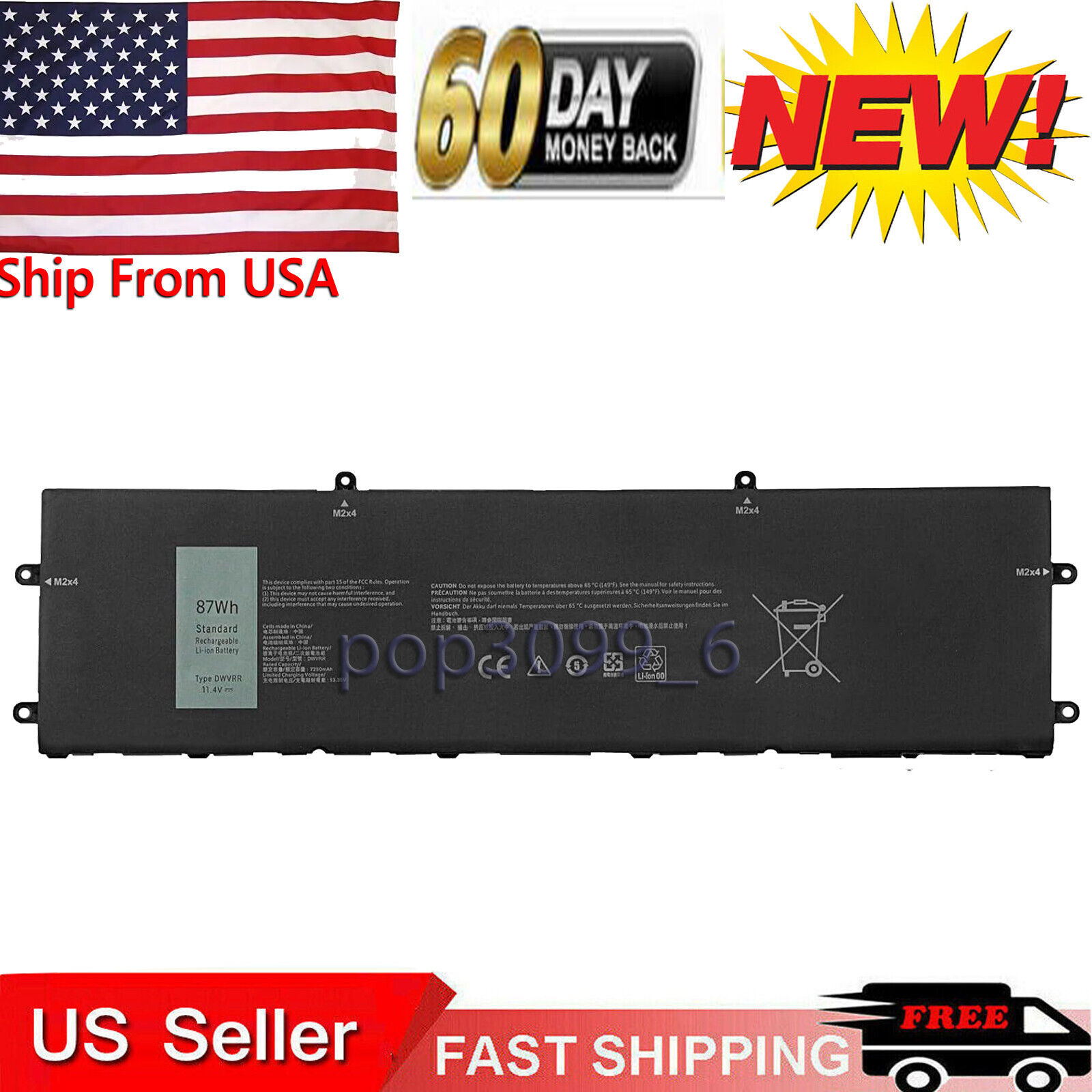New DWVRR Battery for Alienware X15 R1 R2 X17 R1 R2 Inspiron 16 7620 2-in-1