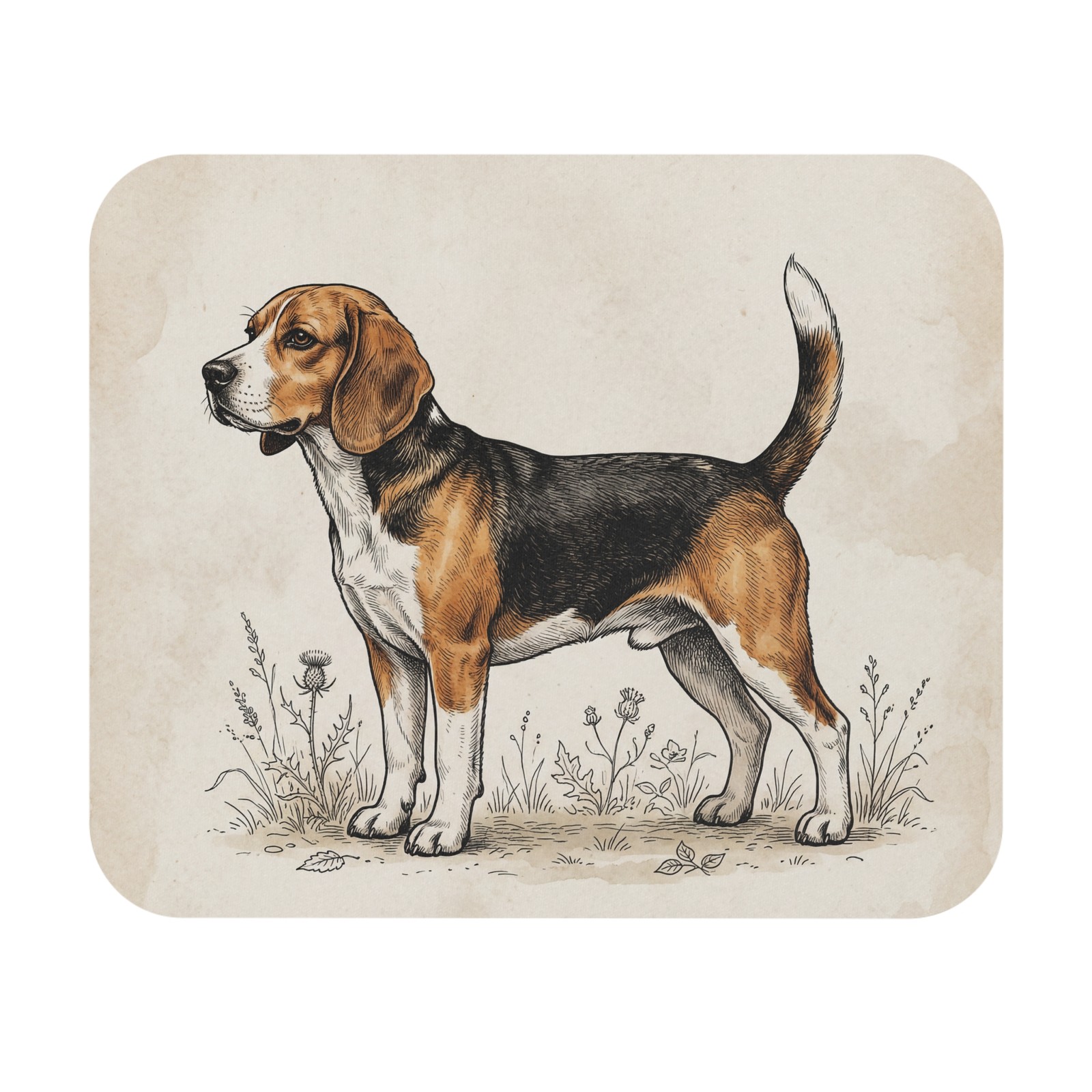 Vintage Beagle Dog Mouse Pad Retro Hound Graphic Gift for Pet Lovers