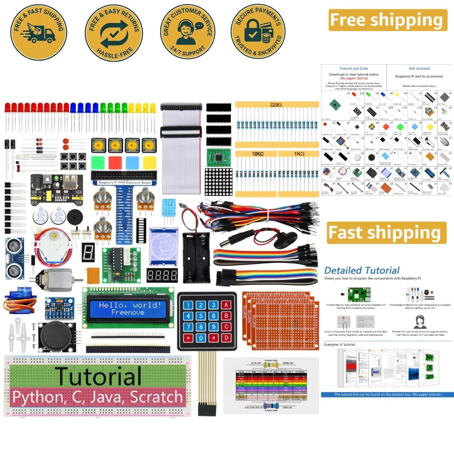 Advanced Raspberry Pi 5 Starter Kit, 223 Components - Pi not included