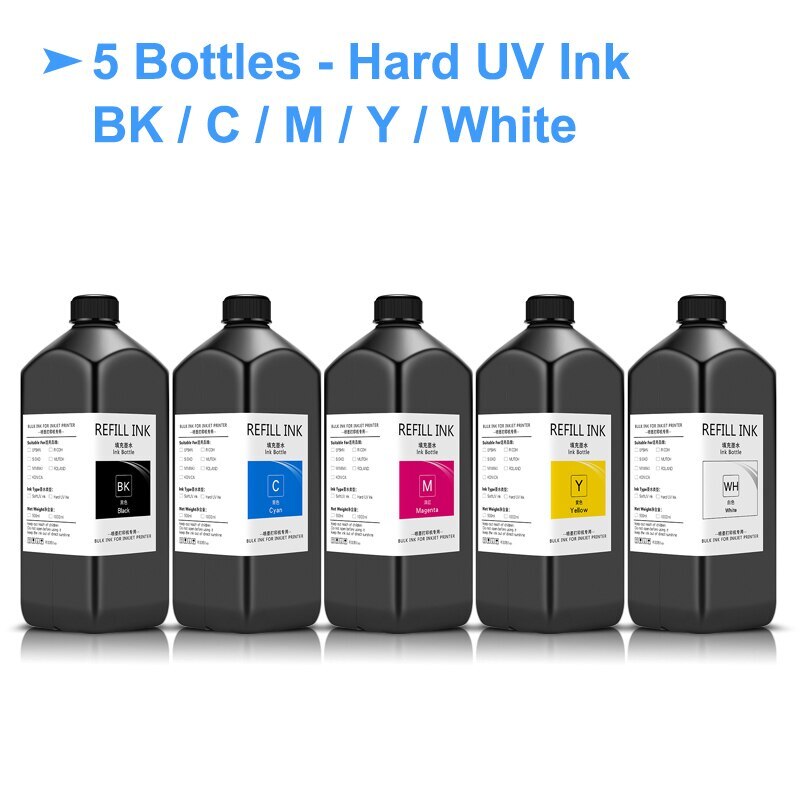5×1000ML UV Ink For DX4/5/6/7/10 TX800 XP600 Printhead For Epson L800/1800/805