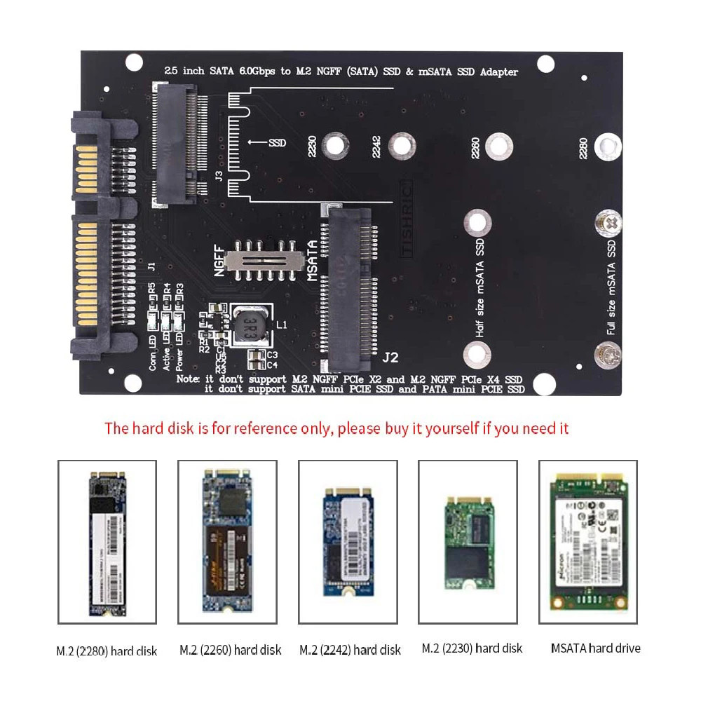Tishric M.2 Ngff Msata SSD Sata 3.0 2.5 Adapter M2 PCI - M2 to sata Blue